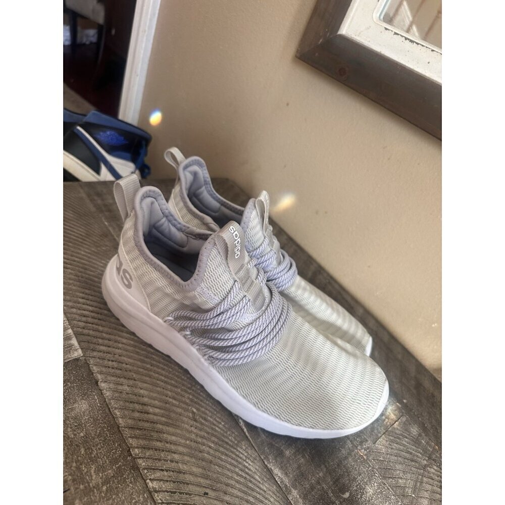 Adidas Lite Racer Sneakers Cloud White Grey Cloudfoam Comfort Men's Size 7.5